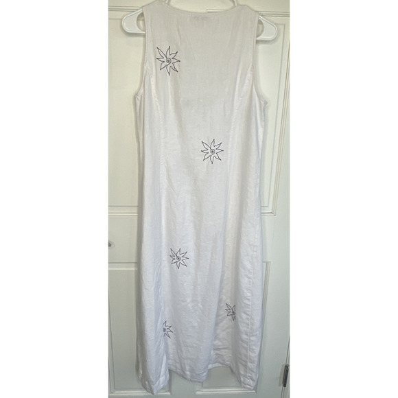 Madewell Women's Button Front Maxi Tea Dress Sz 10 Embroidered Floral 100% Linen - Picture 8 of 14